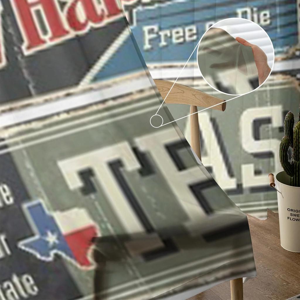 Vintage Tin Sign Collection With America State Sheer Curtains for Living Room Tulle Window Curtain Bedroom Kitchen Veil Drapes