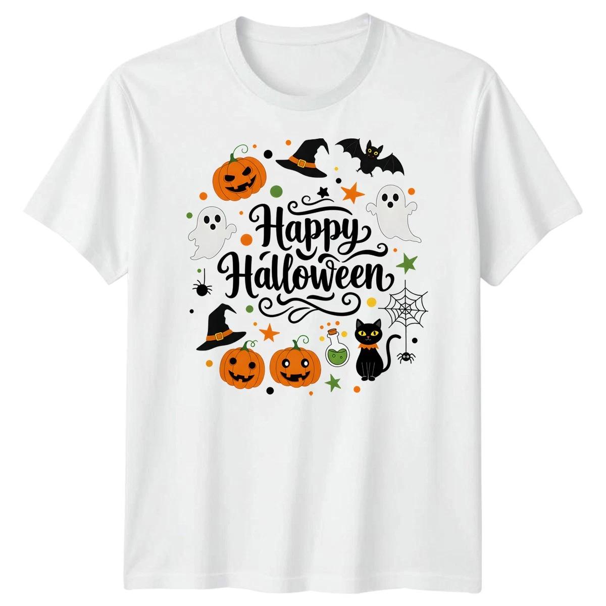 Happy Halloween T-Shirt Pumpkin Ghost Spooky Costume, Graphic Adults & Kids Tee 3XL