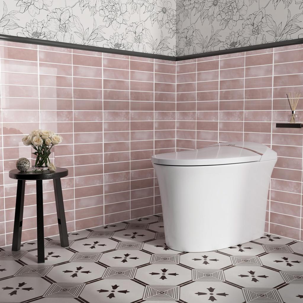 VaryPaper Tile Stickers Wall Decals Wallpaper Stickers Removable Wallpaper Sheets Pink 3D Interior Decor Set Brick Pattern Tile Sheets Mosaic Tiles