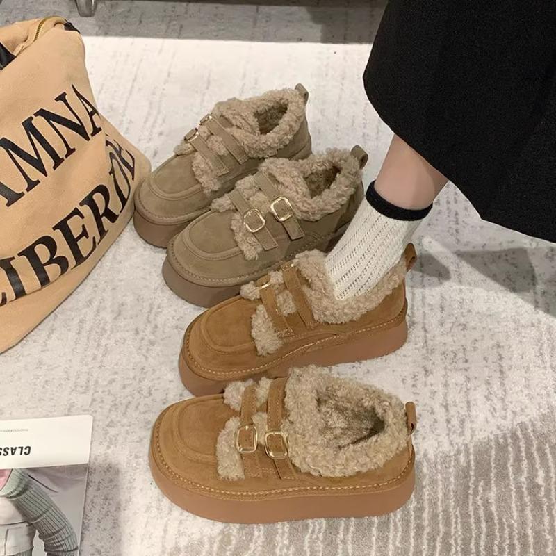 Thick-soled Cotton Shoes for Women To Wear In Winter, New Models To Keep Warm, Lazy People Pedal Snow Boots, Retro and Velvet.