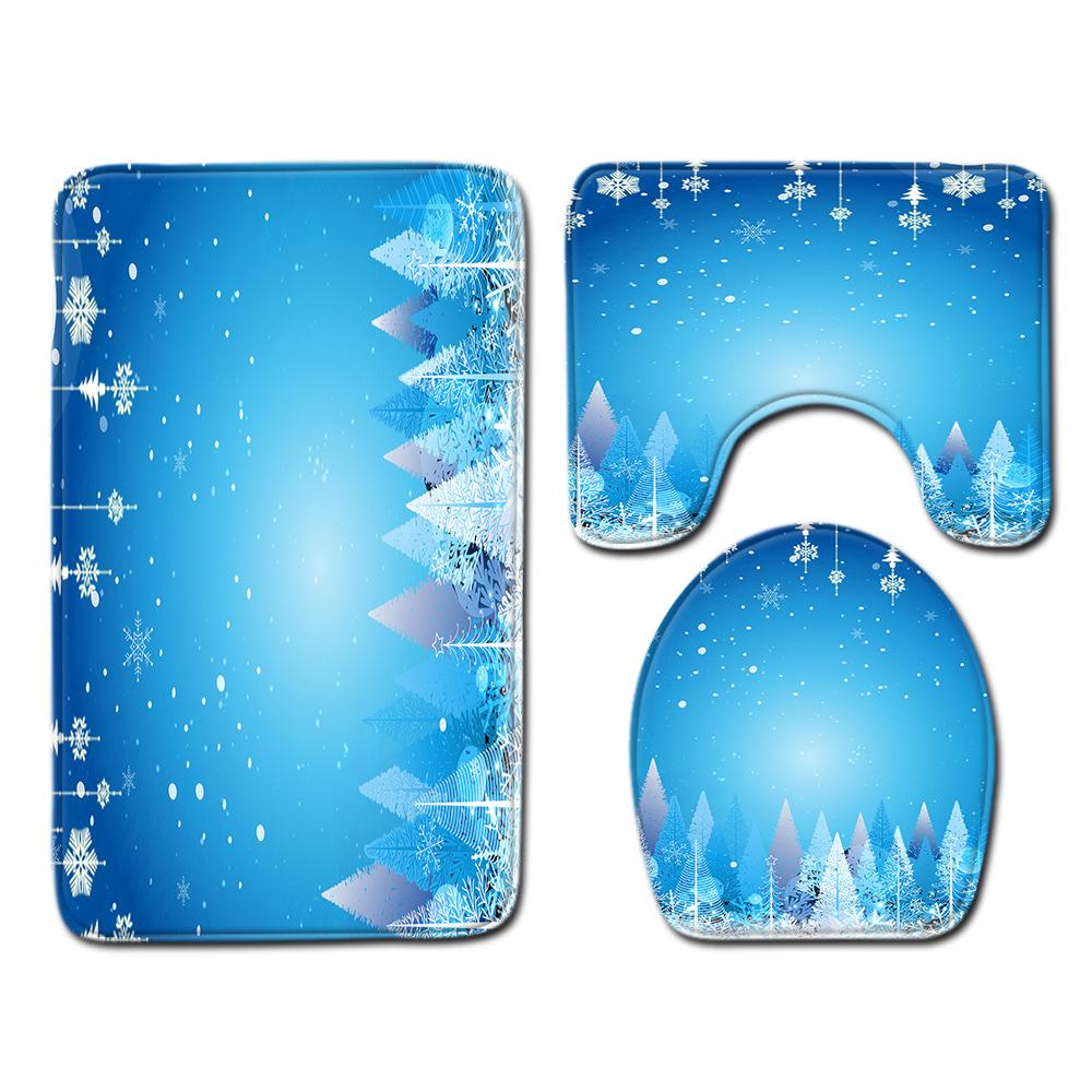 Christmas Bathroom Floor Mat Toilet Three-Piece Set