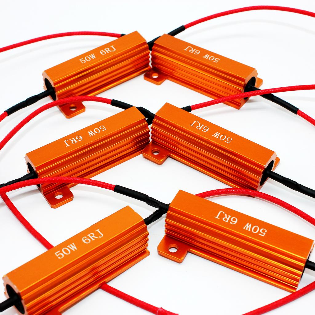 4Pcs 6PC 2PC 50W 6Ohm 6RJ for DC 12V Car Load Resistor Error Canceller LED Decoder Canbus Free Wiring Canceller Decoder Light