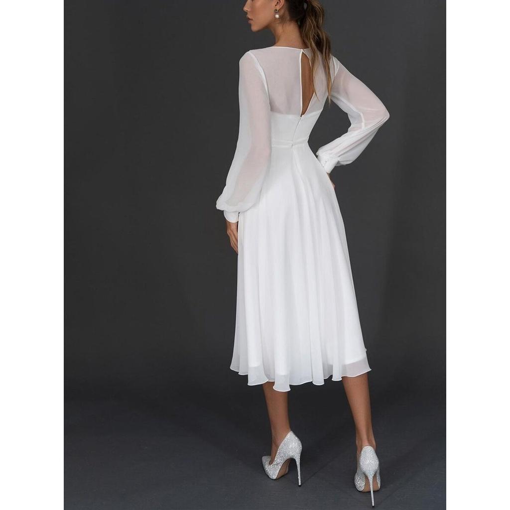Spring Summer Women's Long Dress, European American Sexy Long Sleeve Chiffon Mesh Maxi Dress Evening Party Gown