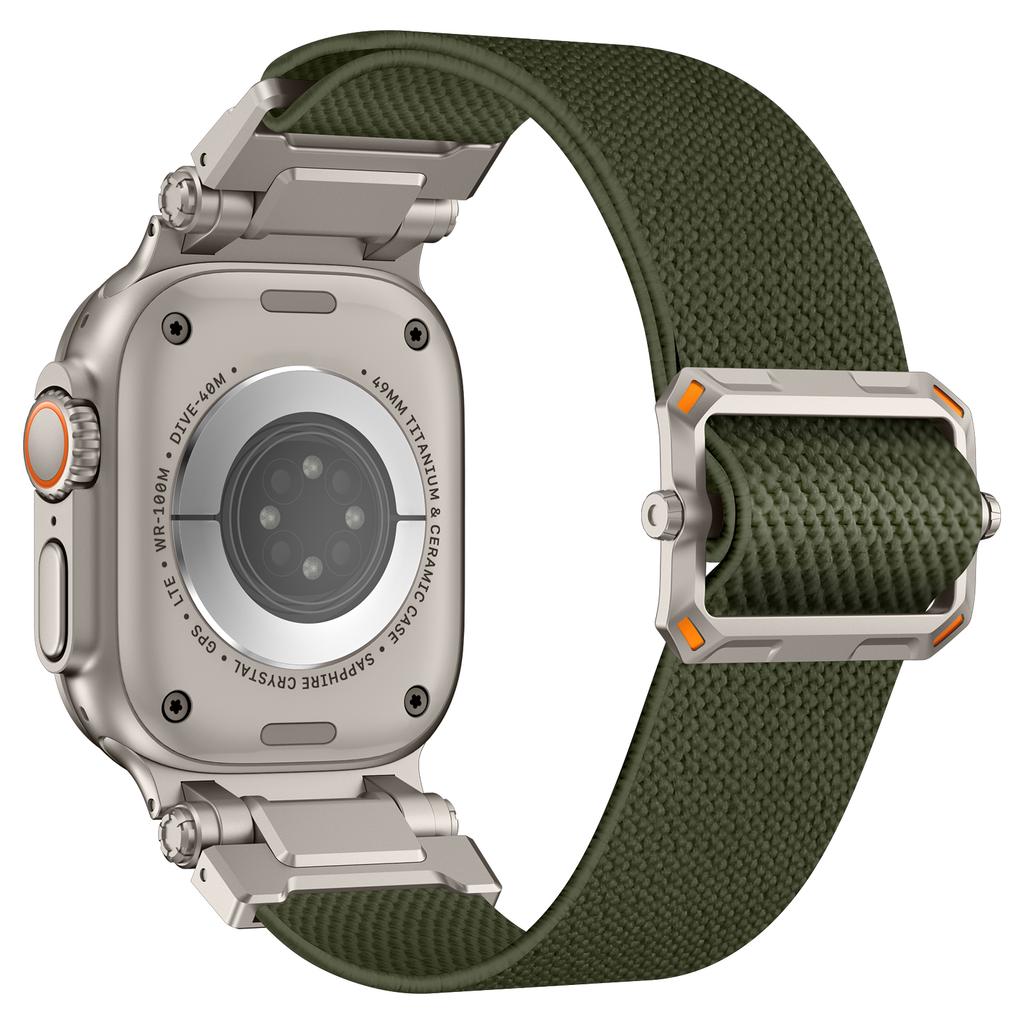 Armband für Apple Watch Serie 10 Ultra 9 8 7 SE 6 5 4 3 2 1 46mm 49mm 45mm 44mm 42mm Titanfarbenes Metallverbinder Nylon Uhrenarmband