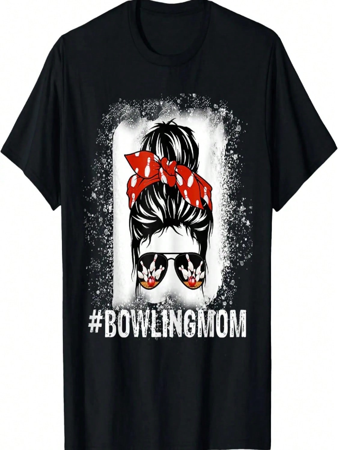 Bowling Mom Messy Bun Bleached Mother s Day Gift T-Shirt S разноцветный