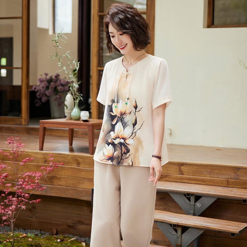 Summer New Chinese Style Frog-Button Two-Piece Outfit