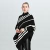Irregular Striped Semi-Turtleneck Bat Sleeve Pullover Knitted Sweater Cape Female 0950 #