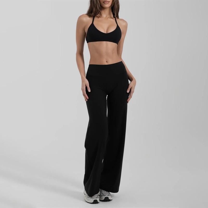 Set Sutien Sport Yoga Cu Bureți Detașabili Pantaloni Largi Talie Înaltă Pantaloni Scurți Femei Antrenament Fitness Dans