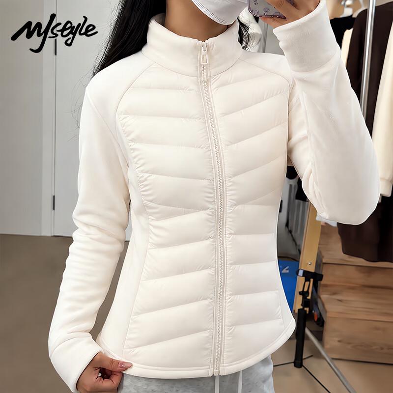 MJ STYLE Women's Slim-Fit Fleece-Lined Stand-Collar Winter Jacket