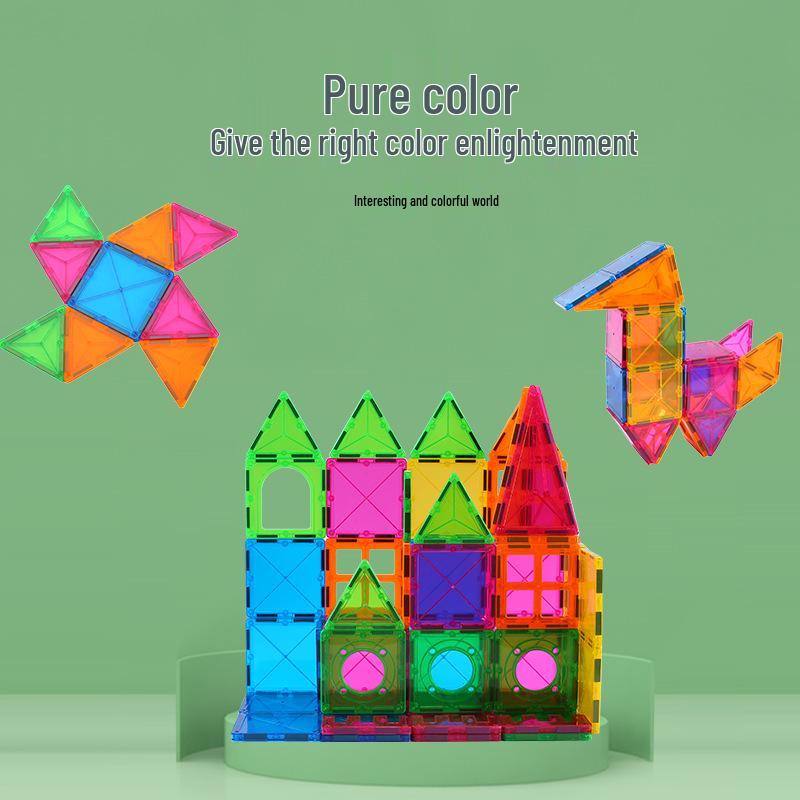 2025 Stained Glass Magnetic Tile Track & Ball Slide Building Set for Kids