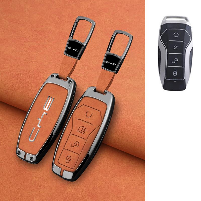 Car Key Case Cover Shell Fob for BYD Atto 3 Han EV Dolphin Lied Tang Dm Qin PLUS Song Pro MAX Yuan Zinc Alloy Protector Keychain