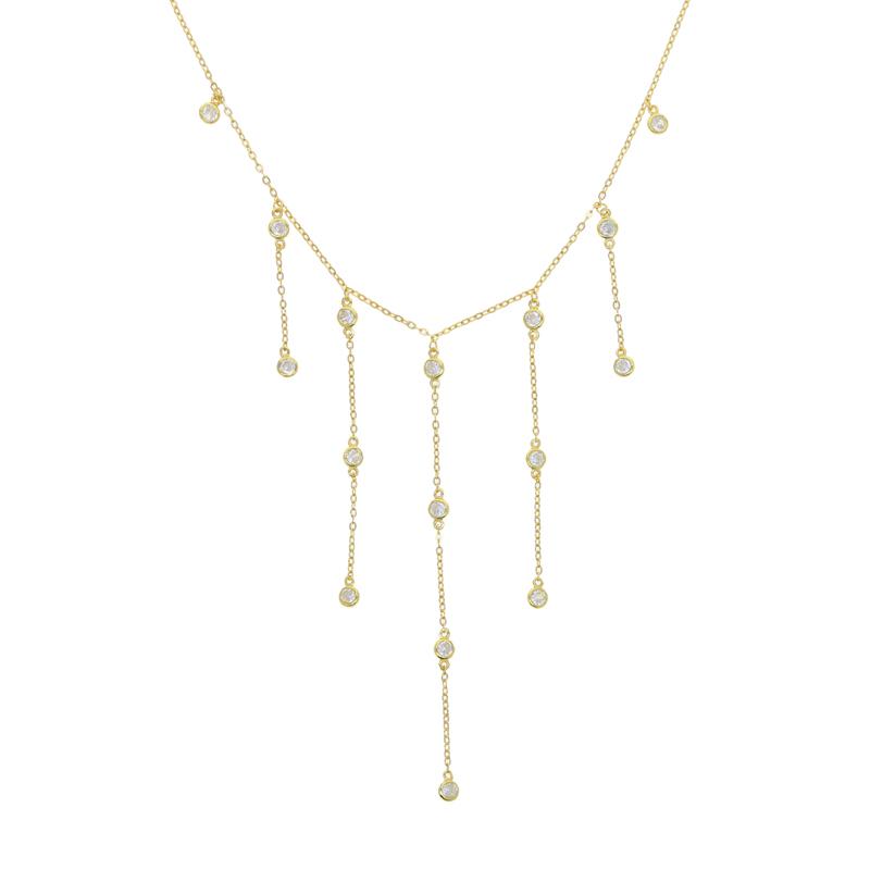 Long Short Tassel Lariat Y Chain Necklace Micro Pave CZ Bling Trendy Fine Women Choker Jewelry 35+10cm