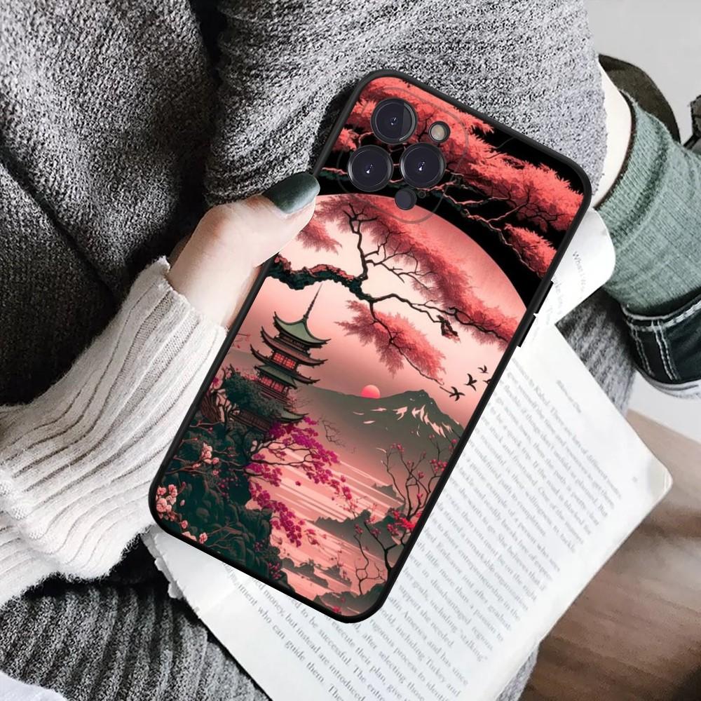 Japanese Landscape Phone Case For IPhone 16 15 8 7 6 6S Plus X SE XR XS 14 11 12 13 Mini Pro Max Mobile Case