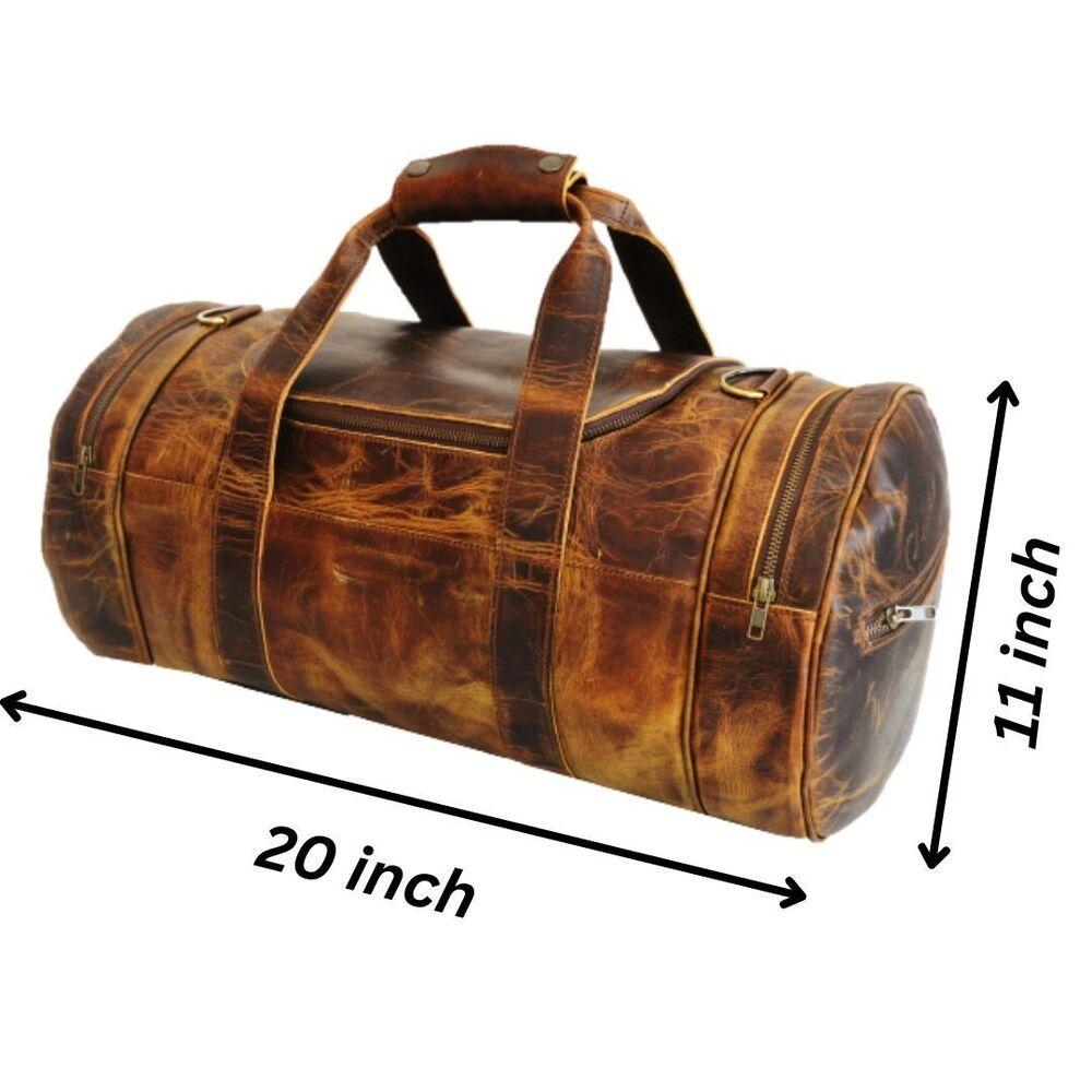 20" Large Brown Full Grain Vintage Duffle Travel Overnight Luggage Bag New Men's