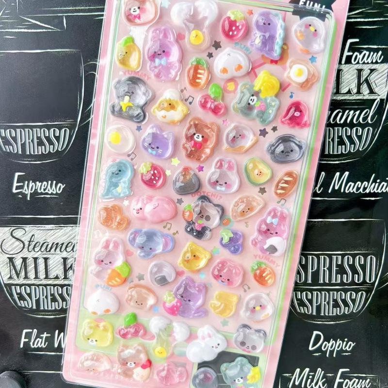 3D Cartoon Kristall Diamant Aufpolsterte Aufkleber für Kinder - Niedliche Dekorative Aufkleber für Mädchen