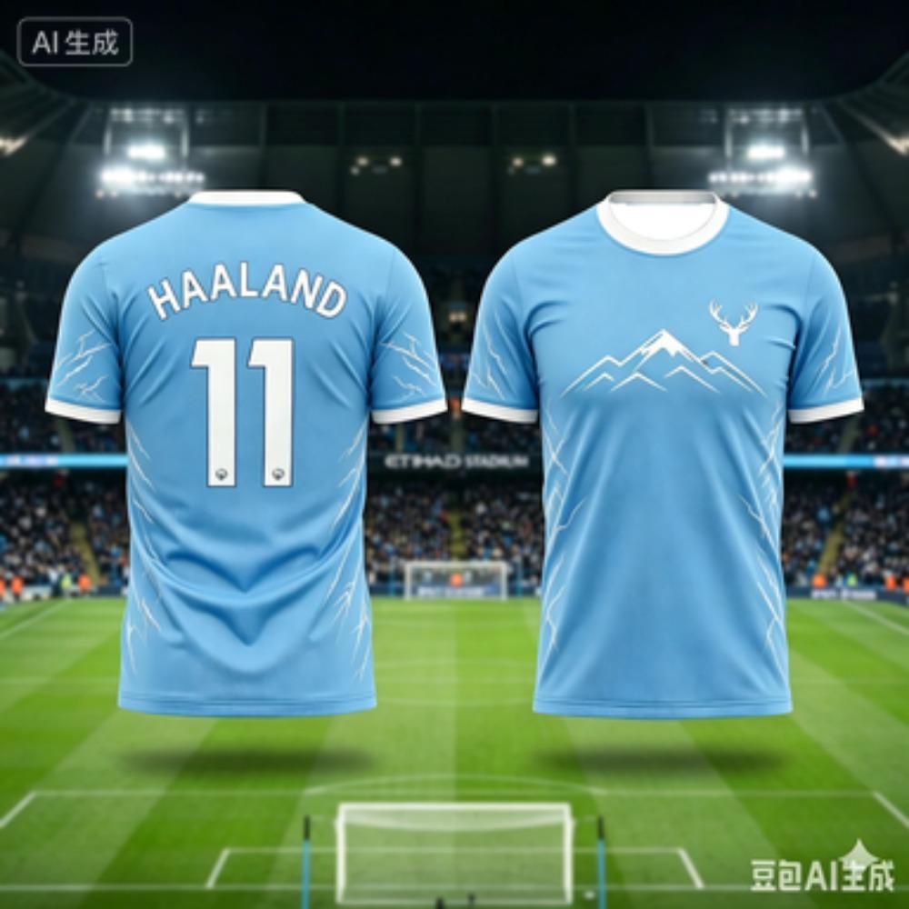 Maglia da Calcio da Uomo per Famiglia Haaland #9 con Motivo Cervo Montagna Fulmine Asciugatura Rapida Traspirante T-shirt da Allenamento Calcio per Tifosi