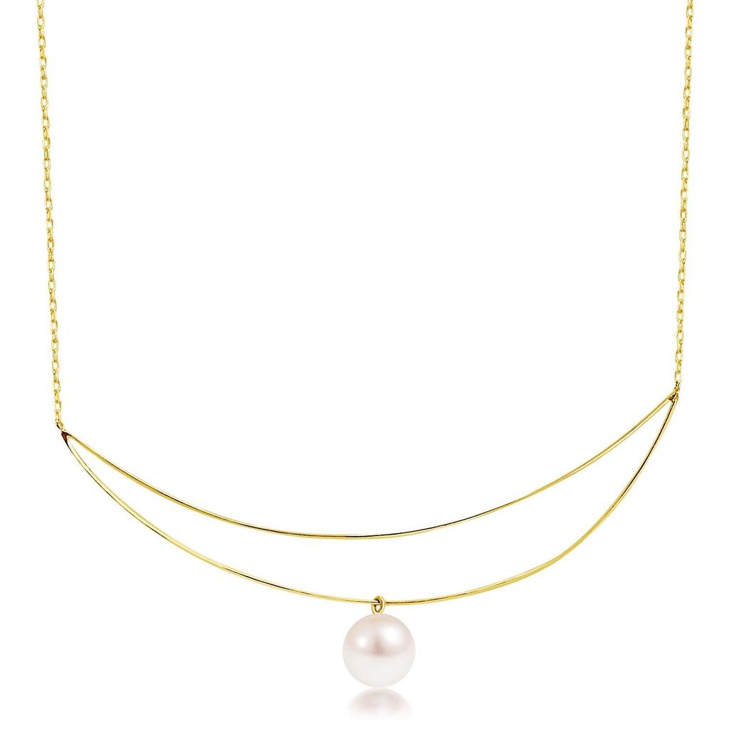 Lala Christie Akoya Pearl Necklace with Double 18K Women's Lines, Gold, lp56-0005-yg