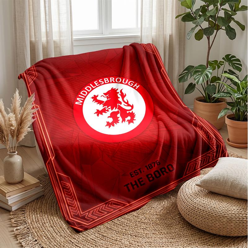 Manta de Franela Suave y Polar del Middlesbrough FC Ligera Acogedora Cálida Manta de Tiro Para Sofá Cama Decoración del Hogar