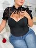 Sexy Plus Size Lace See-Through Strappy Slimming Corset Top