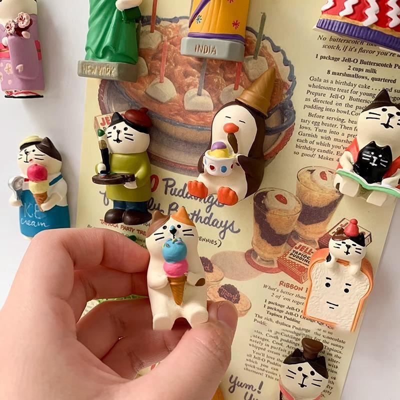 Resin Cute Cartoon Cat Fridge Magnetic Sticker Kawaii Zakka 3D Refrigerator Magnet Magnets Home Decoration Creative BirthdayGift