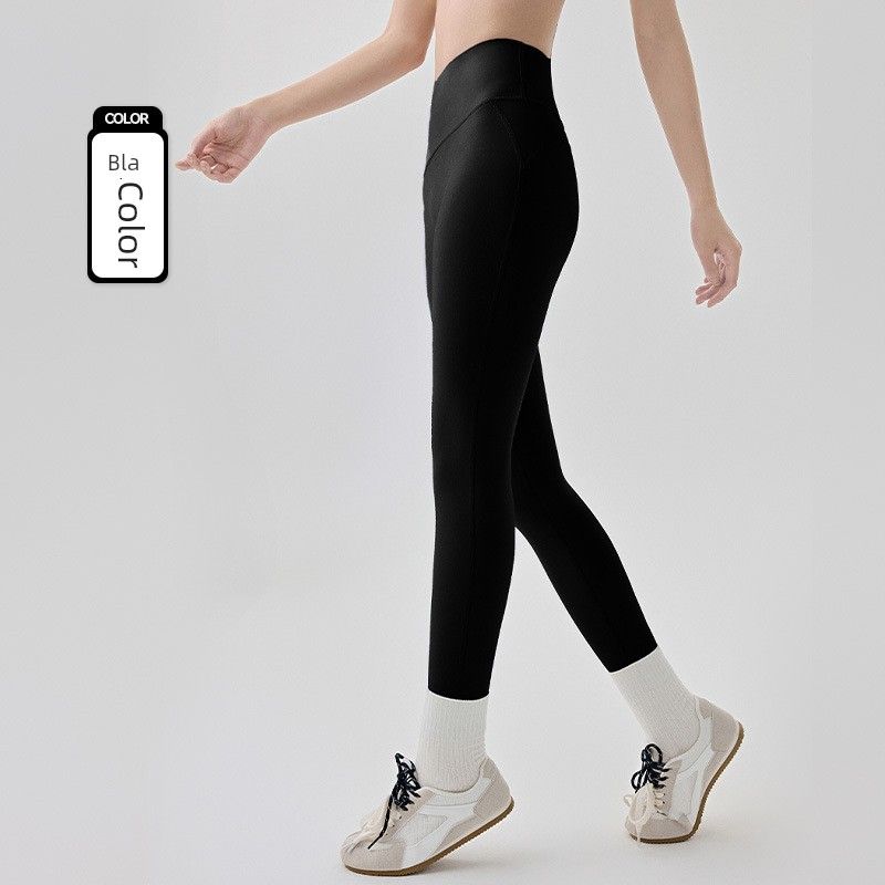 

Lu Same Wear-Free Underwear Yoga Pants Women 2025 Summer Seamless 7A Antibacterial Belly Contracting Hip Lifting Sport Fitness Pants Black L