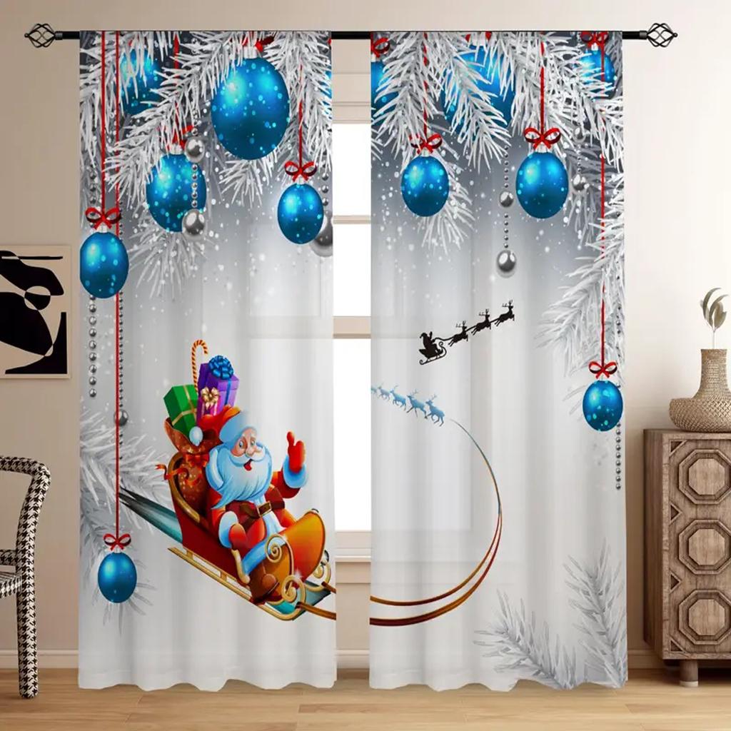 

Современные рождественские шторы для гостиной, зима, елка, снеговик, снежинка, роскошь, кухня, спальня 2x100W240H(CM79x95in&Grommet Top