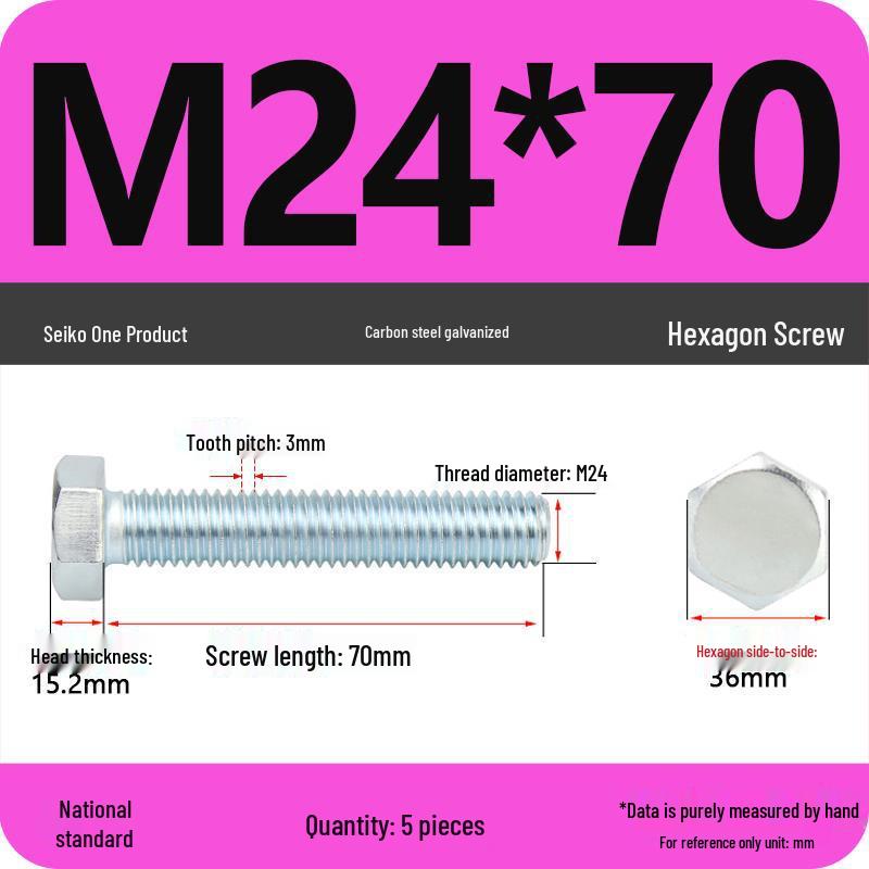 8.8 Grade Galvanized Hex Head Bolt, High-Strength M4-M30
