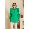 Women's Buttoned and Tied Frilly Hijab Tunic