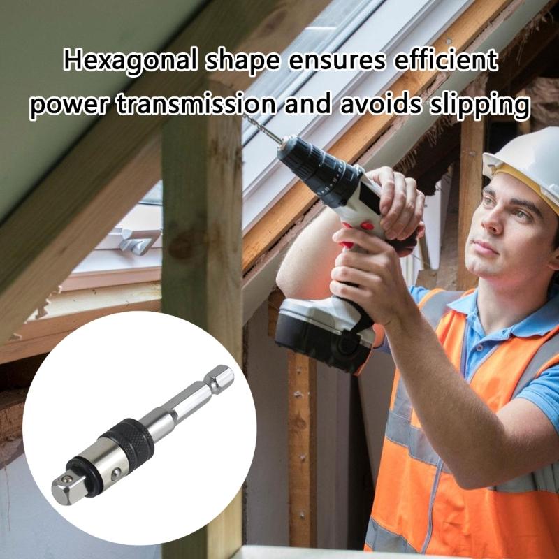 Hexagonal Tool Adapter Rod Double Material Construction Easy Tool Less Installation For Frequent Worksites Relocations