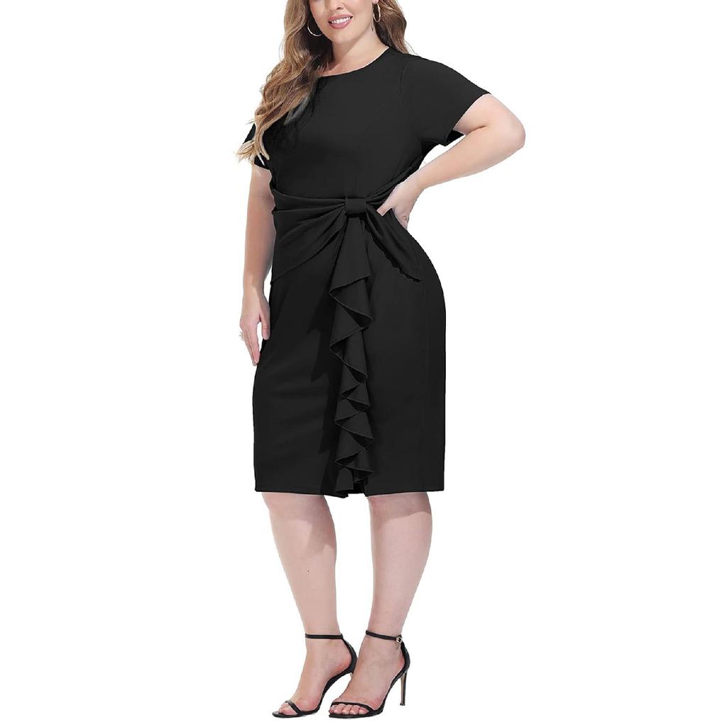Women's Plus Size Emerald Green Waist Draped Ruffle Plus Size Evening Dress   buy the best products in the Ayzeze online store