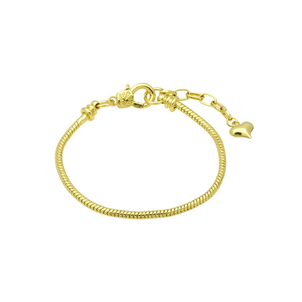 Panjiadora Round Snake Bracelet Love Peach Heart Extension Chain Copper Gold-Plated Jewelry