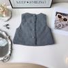Girls' Autumn/Winter Trendy Dog Print Padded Vest & Skirt Two-Piece Set