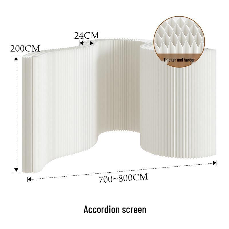 18-Panel Curved Folding Screen Divider – Japanese Style Retractable Wall for Live Broadcasts