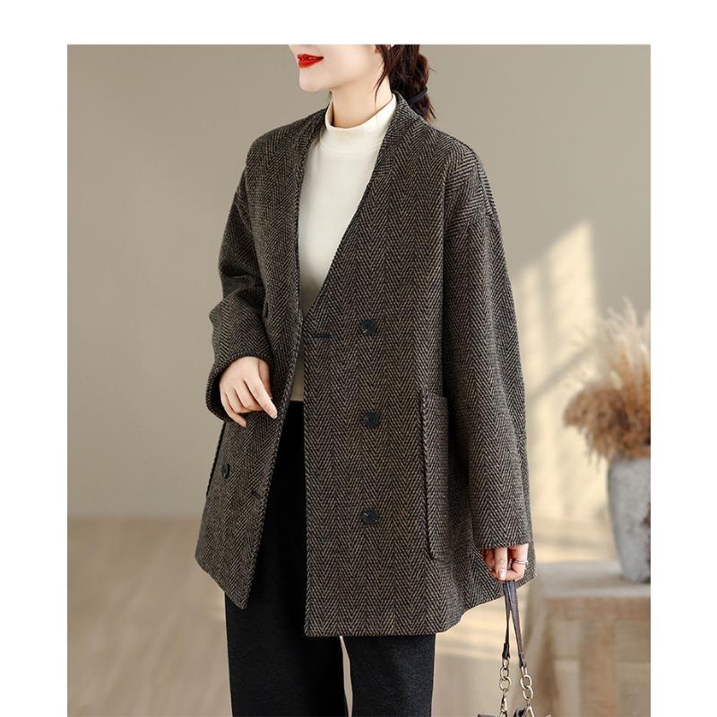 DIMANAF 2025 New Autumn Winter Plus Size Women Coats Jackets Thick Loose Casual Vintage Lady Outerwear