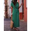 Summer Women's Elegant Long Dress, O Neck Short Sleeve Waist Tie Maxi Dress, European American Style Casual Party Long Dress