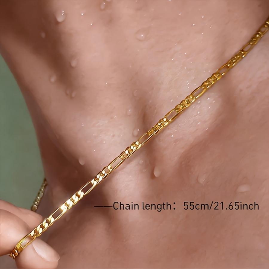 Personalized Men'S Waterproof 304 304 Stainless Steel Necklace, 304 304 Stainless Steel Figaro Chain 3 Mm, Men'S Minimalist Necklace Pendant