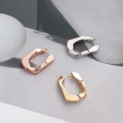 Wave Round Rectangular One-Touch Nickel-Free Earrings (1 Pair)