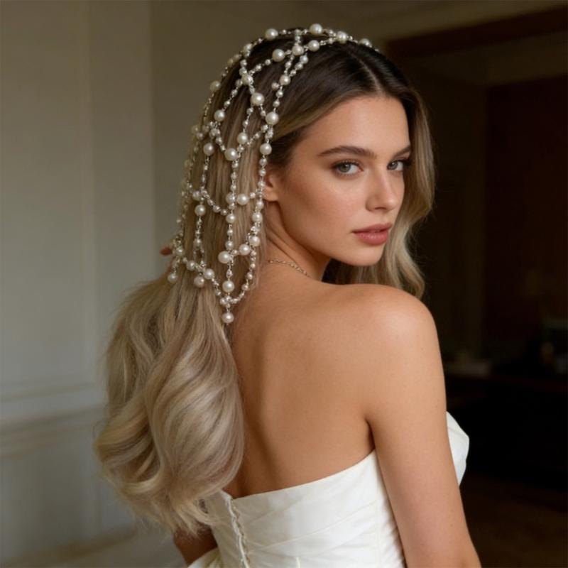 Elegante Perlenhaube für Damen Stilvolle Kopfbedeckung mit Imitationsperlen für Hochzeiten, Partys und den Alltag