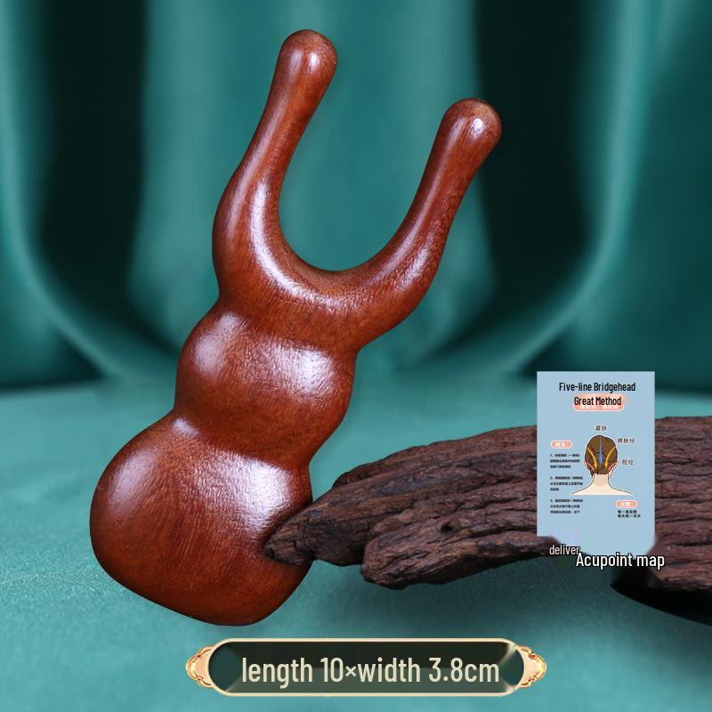 Сандаловая деревянная массажная расческа - Портативная меридианная расческа с пятью зубьями