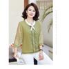 Middle aged and Elderly Mother's Spring and Summer Fashionable T-shirt Knitted Top with Print
