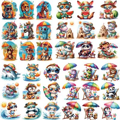 Animais de praia Patches em roupas Animais preguiçosos Decalques Novo DIY Transferência de calor Lavável Acessório de vestuário Bonito Animal Patch