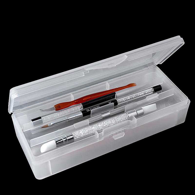 Rectangle Double-Layer Nail Art Tool Empty Storage Box Tweezers Clippers Pens Polishing Nail Buffer Files Plastic Container