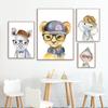 Cartoon Funny Animal Elephant Tiger Monkey Baby Posters And Prints Wall Art Canvas Painting Wall Pictures Kids Room Décor No Frame