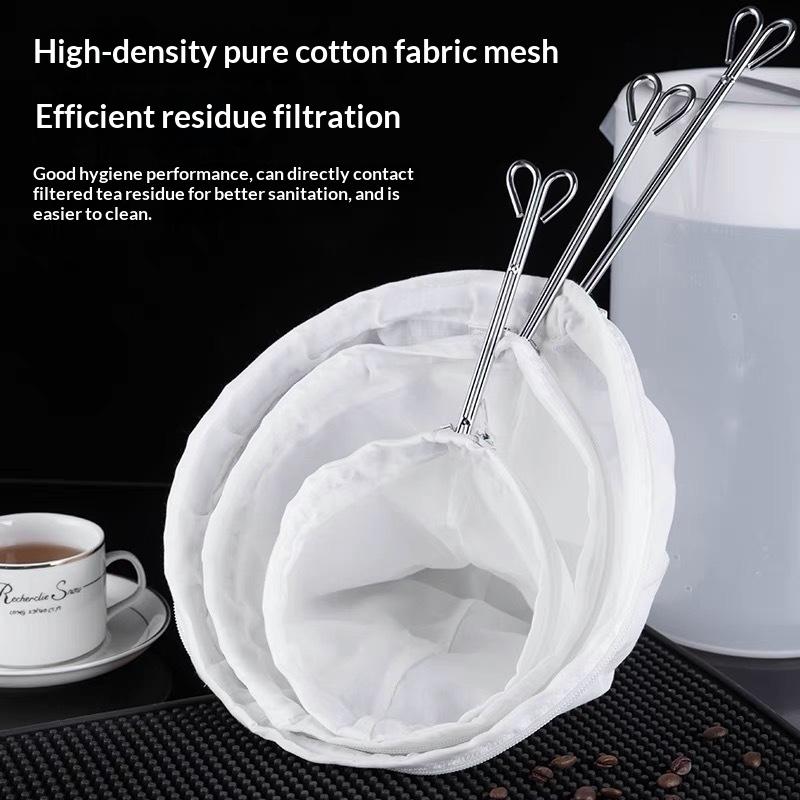 Filtro de Té Reutilizable de Algodón Fino con Mango Desmontable de Acero Inoxidable para Té con Leche Café Té de Frutas Cafetería Casera Preparación de Bebidas