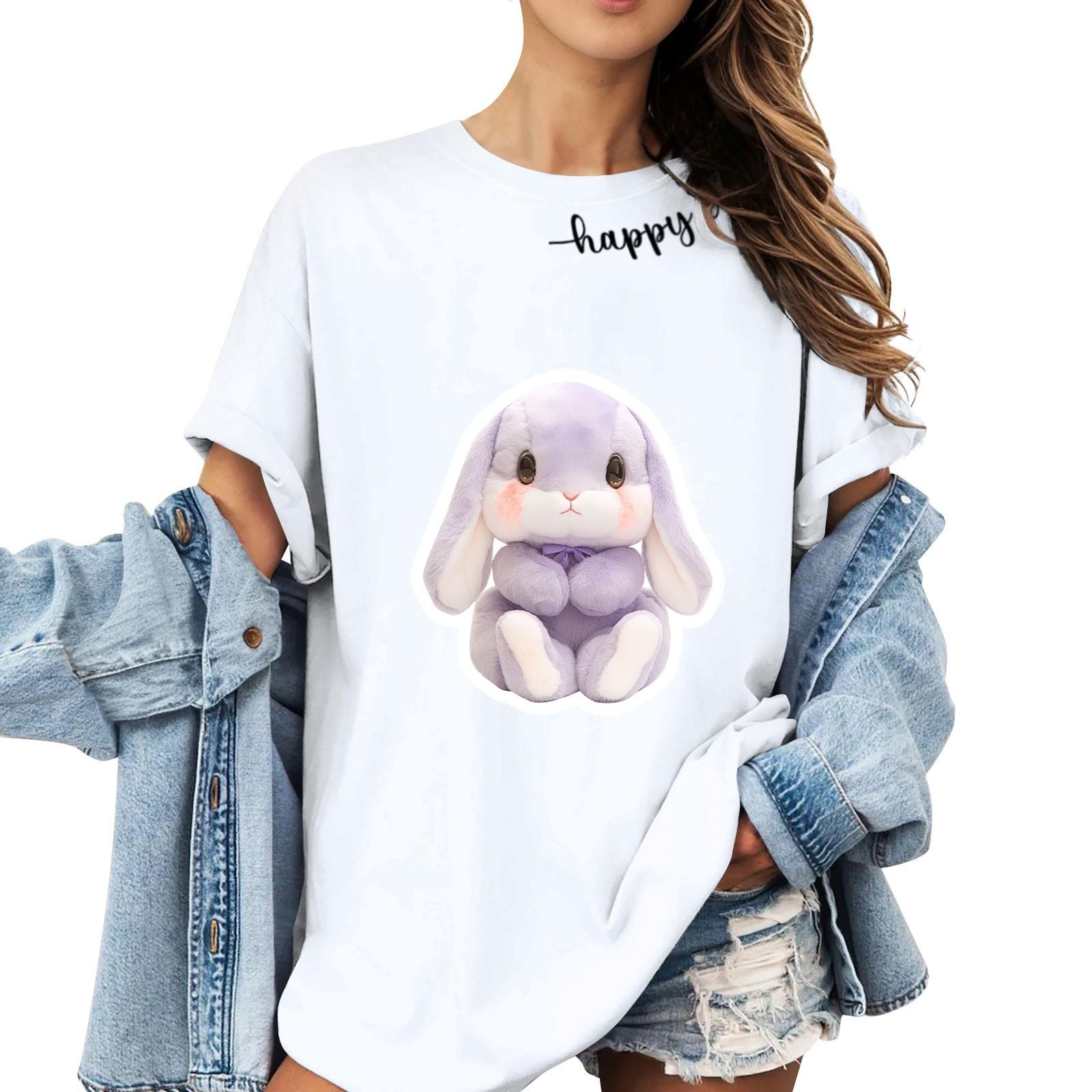 

Футболки з короткими рукавами для жінок Модні топи Легкий м’який повсякденний літній одяг Одяг XL білий