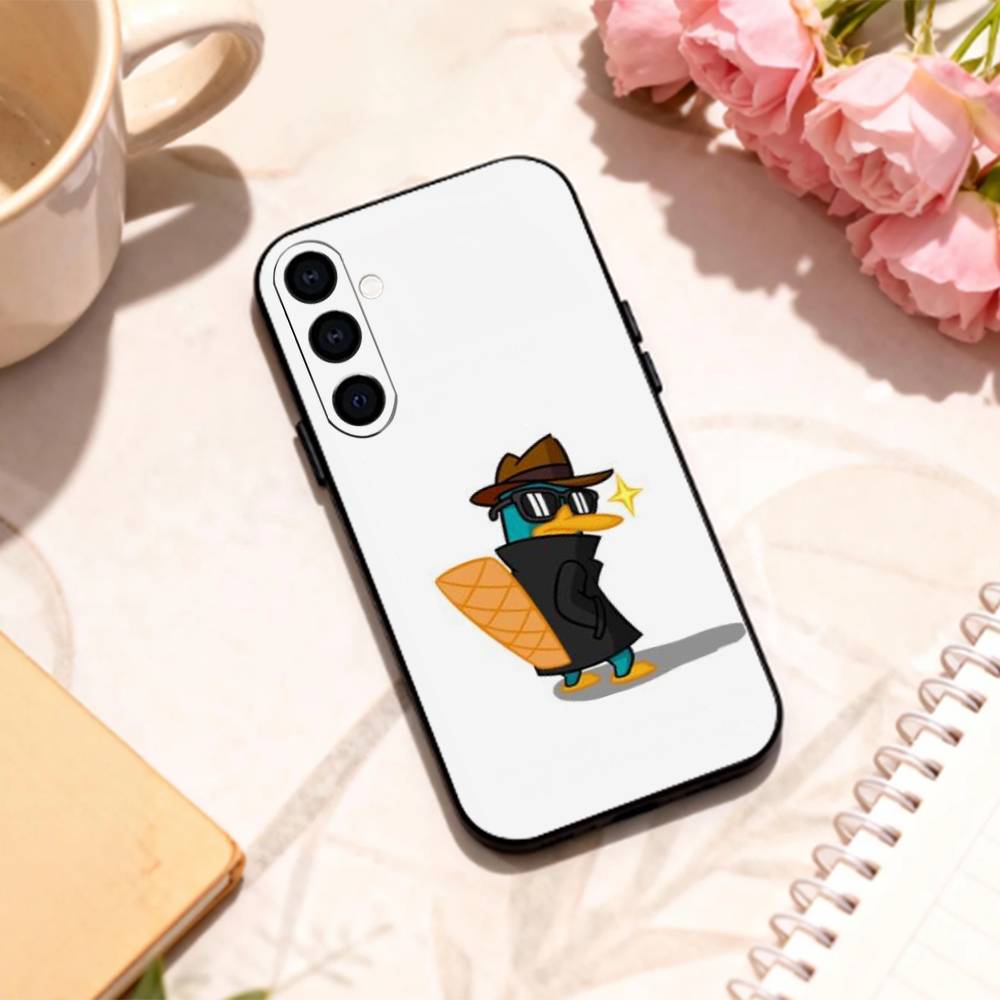 cute Cartoon P-Perry The P-Platypus   phone Case For Samsung Galaxy A73,A72,A71,A70,A53,A52,A51,Others Soft Black Shell