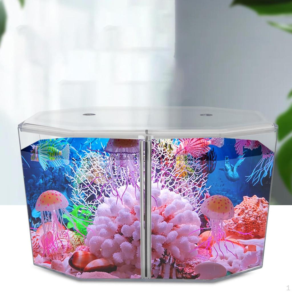 Liten Betta Fisketank Mini Akvarium Ynglekasse Gjennomsiktig Inkubator Flyttbare Skillevegger