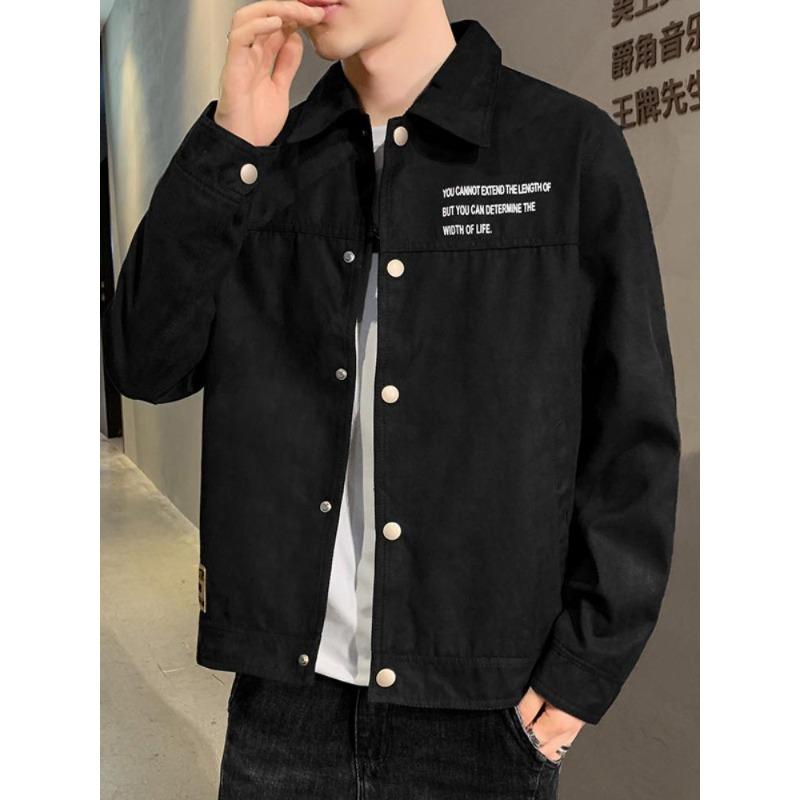 Spring and Autumn New Product Men's Warmed Long Sleeved Black Work Jacket Coat Men Loose Lapel Jacket Coat