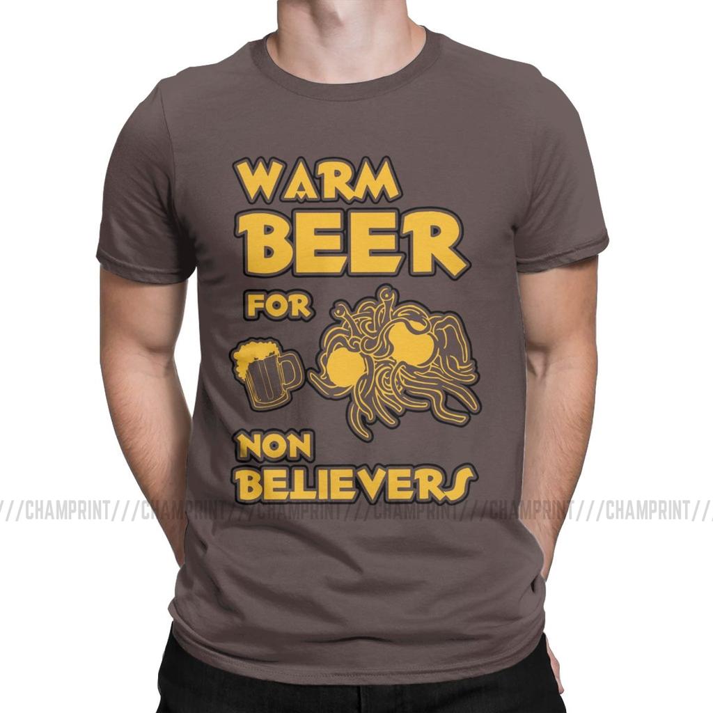 Warm Beer For Non Believers Pastafarian T Shirts Men Flying Spaghetti Monsterism Pastafarianism Fsm Religion Church