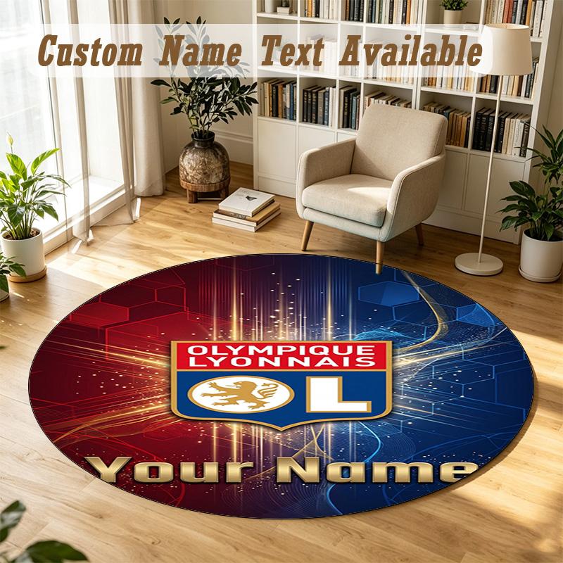 Round Rug Custom NameLyon FC Pattern Non Slip Carpet Home Floor Decor
